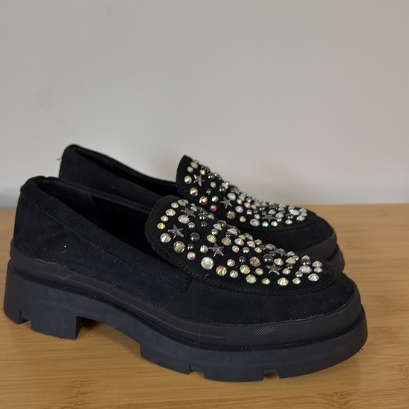 Steve Madden black bling sparkle loafers size 3 - Picture 2 of 7